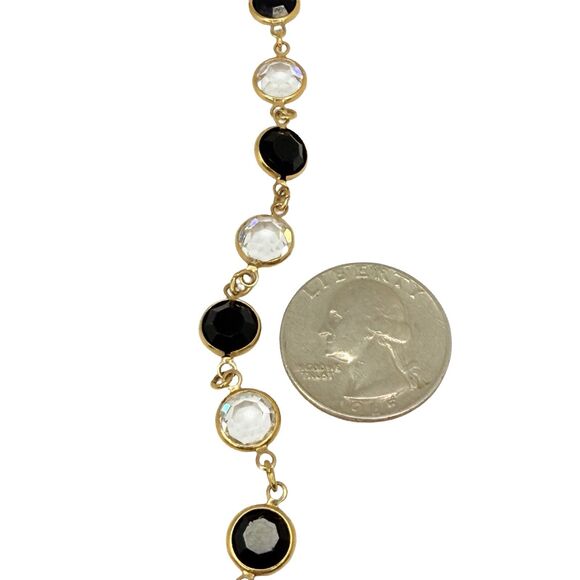 SWAROVSKI Bezel Set Clear & Black Crystal Necklace 36" Open Back Riviere Tennis - Picture 9 of 9